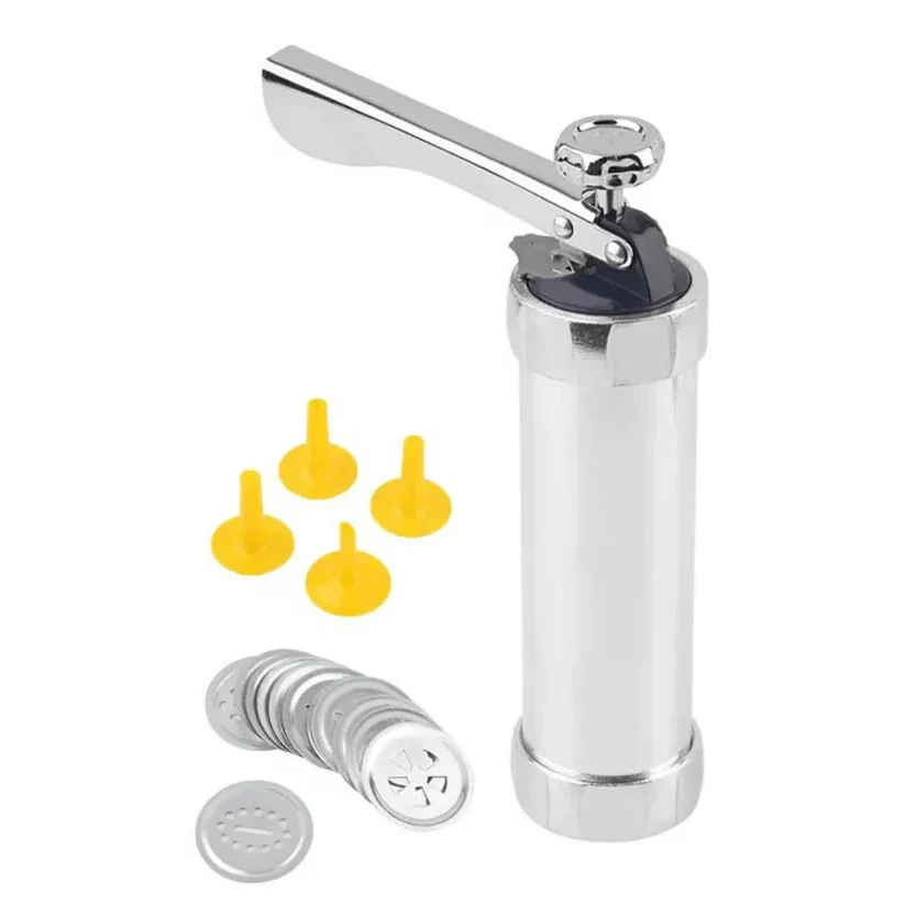 Aluminum Cookie Press Set with 20 Disc Shapes and 4 Piping Nozzles - Image 3