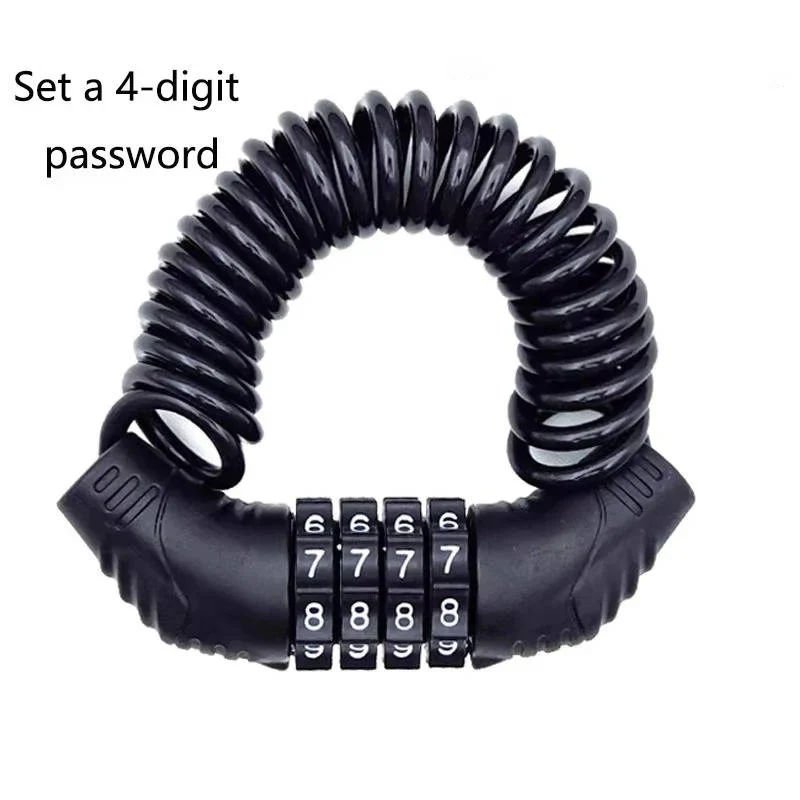 Motorcycle Helmet Cable Lock with 59 Inch Steel Cable and Resettable Combination - Image 3