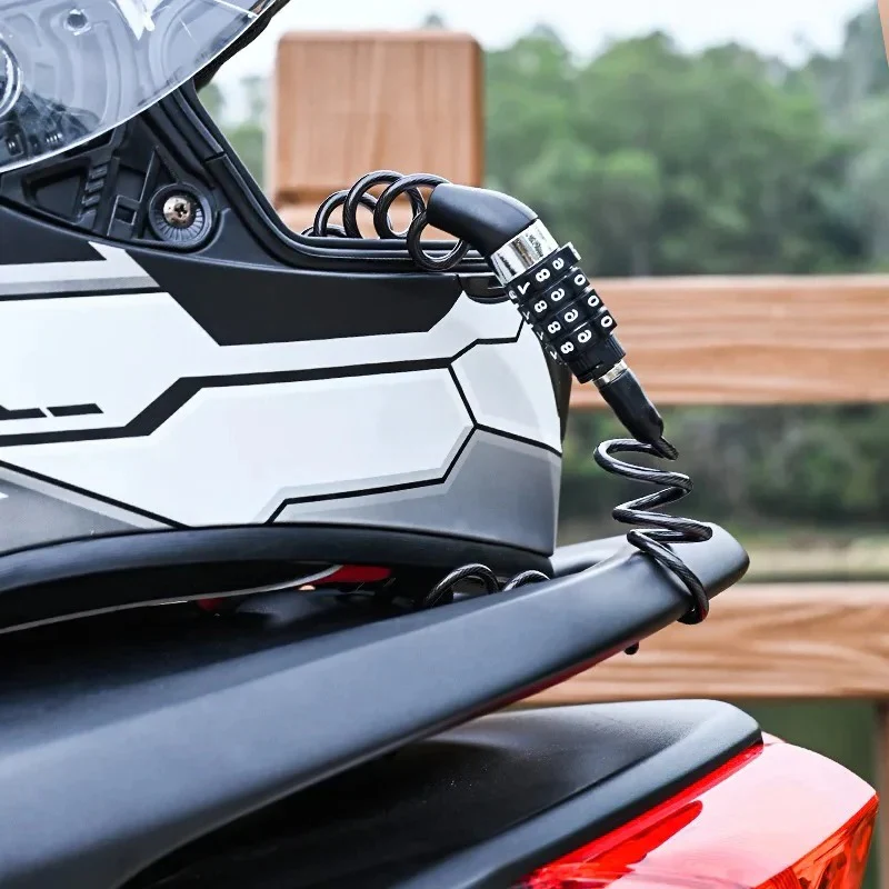Motorcycle Helmet Cable Lock with 59 Inch Steel Cable and Resettable Combination - Image 5