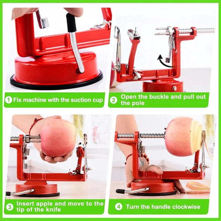 Stainless Steel Apple Peeler and Spiral Slicer for Kitchen Prep - Image 4