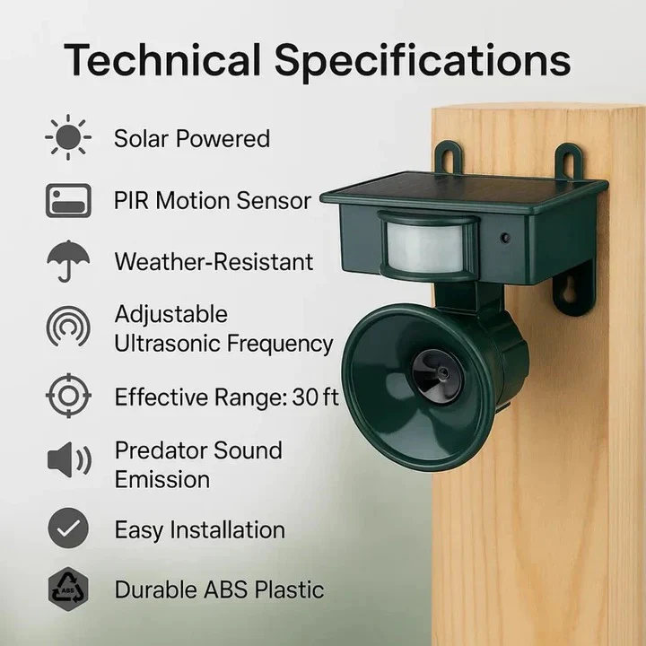 Automatic Motion Sensor Bird Repellent Device for Yard Protection - Image 4