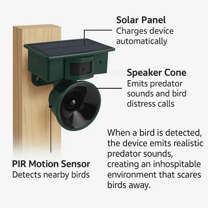 Automatic Motion Sensor Bird Repellent Device for Yard Protection - Image 6