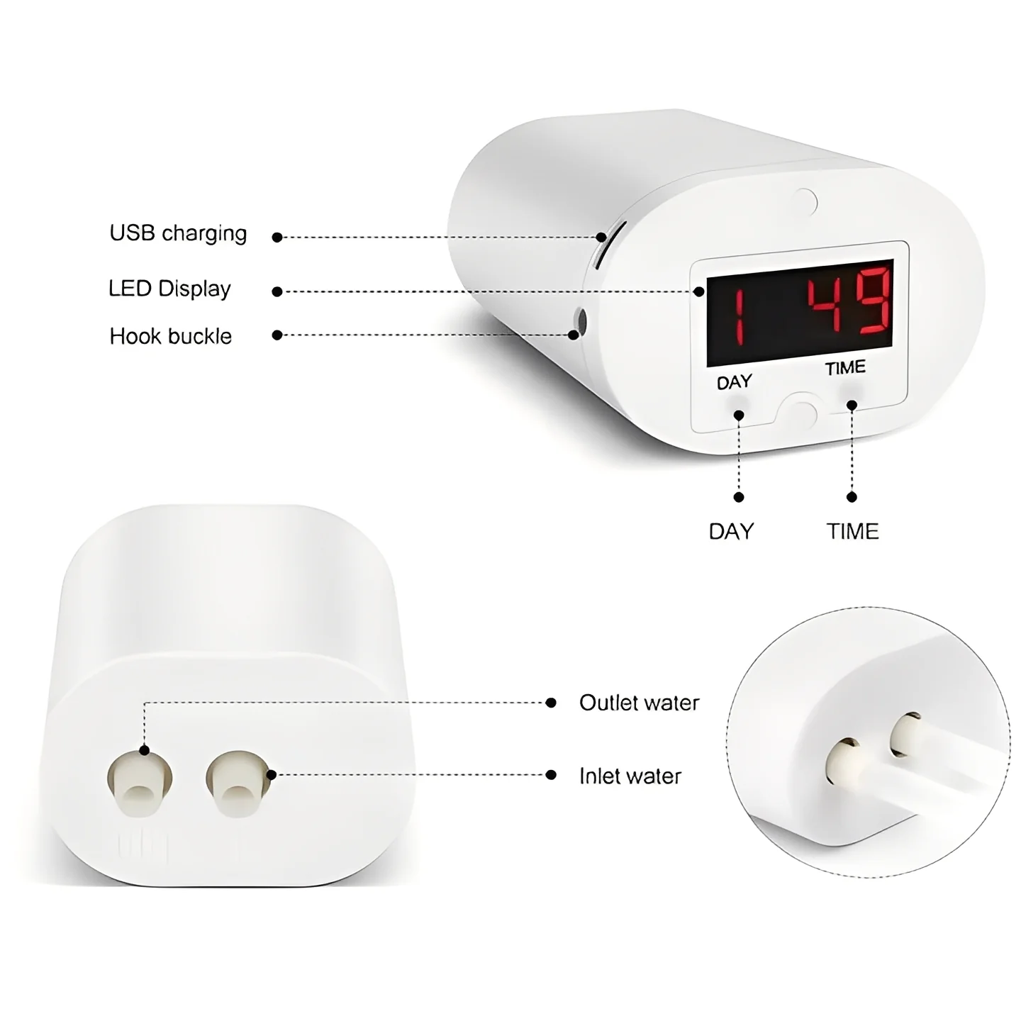 Plant Watering Pump Timer with LCD Display and USB Charging - Image 9