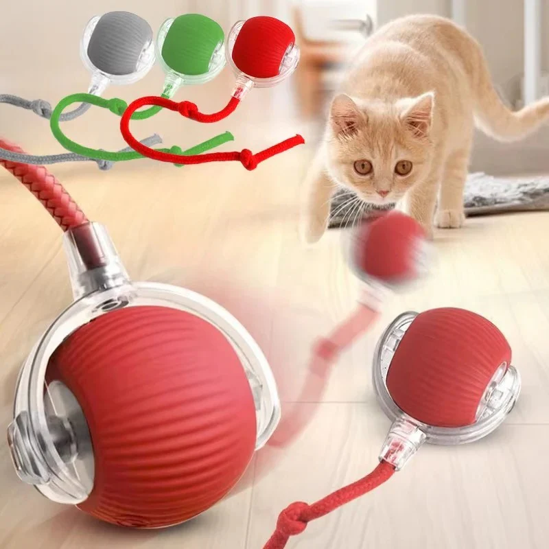 Motorized Rolling Cat Toy with Fiber Tail Design - Image 4