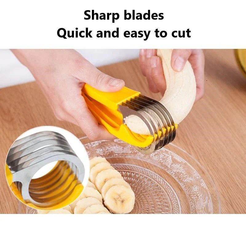 Banana Slicer with Stainless Steel Blades and Ergonomic Yellow Handles - Image 6