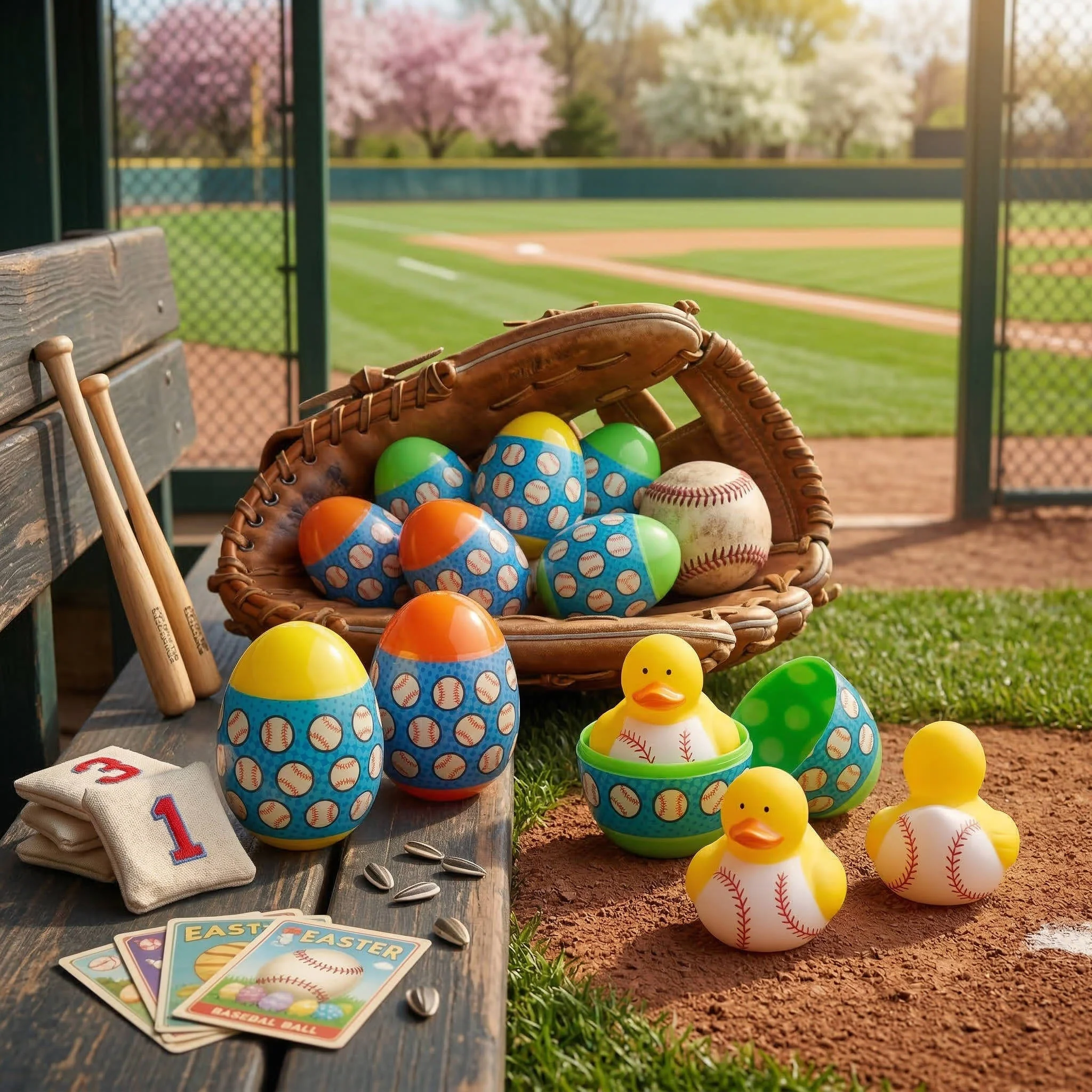 Baseball Duck Easter Eggs with Vinyl Toy Surprises and Snap Closure, 12 Pack - Image 4