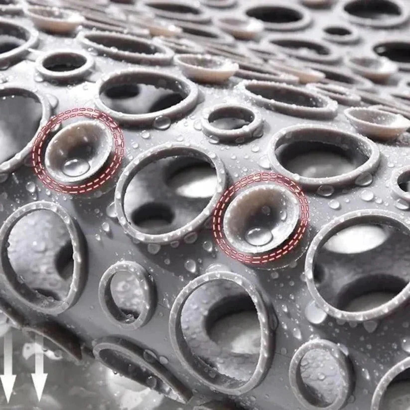 PVC Shower Mat with Suction Cup Base and Drainage Holes, 16x28 Inch - Image 9