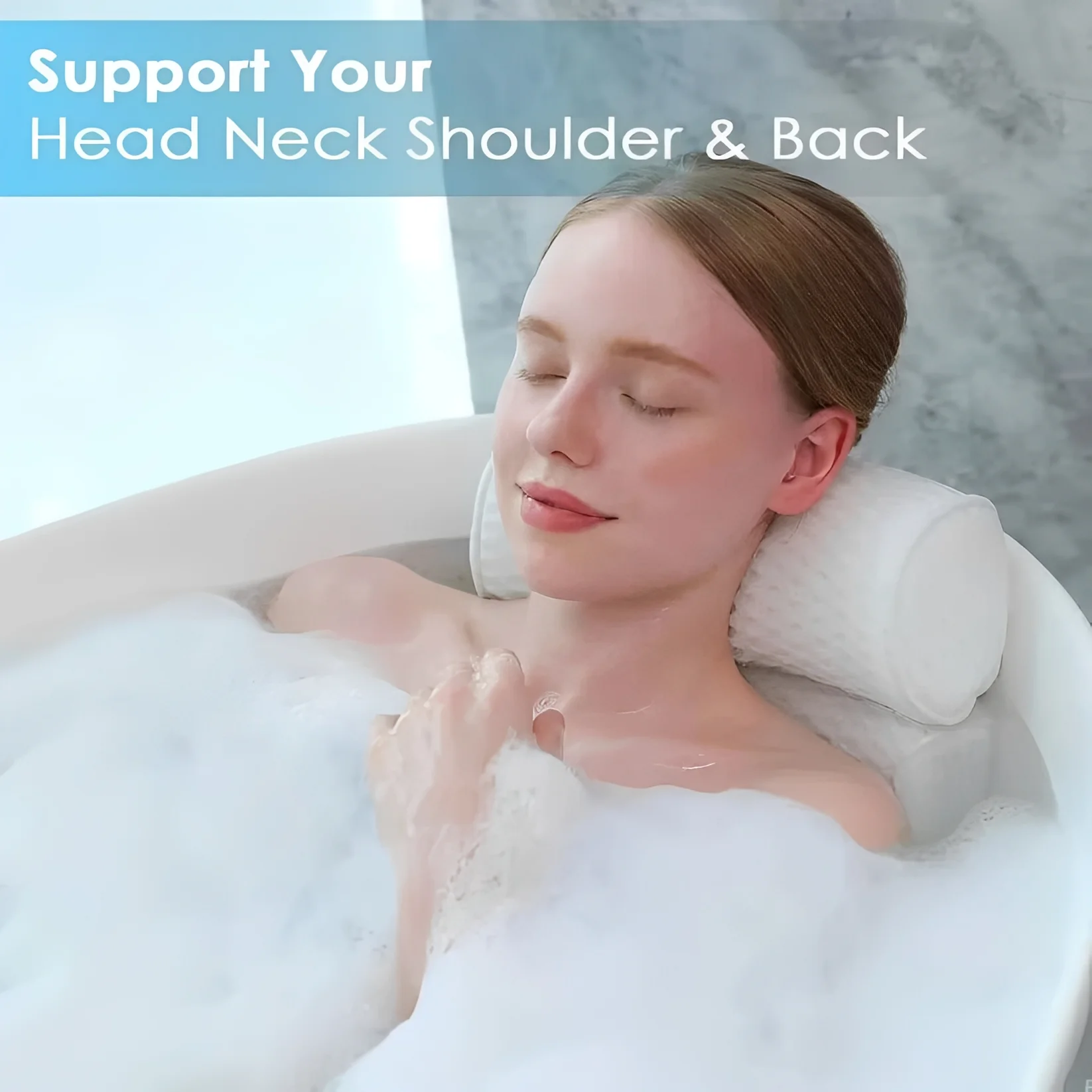 Bathtub Pillow with Suction Cup Base for Neck and Back Support - Image 2