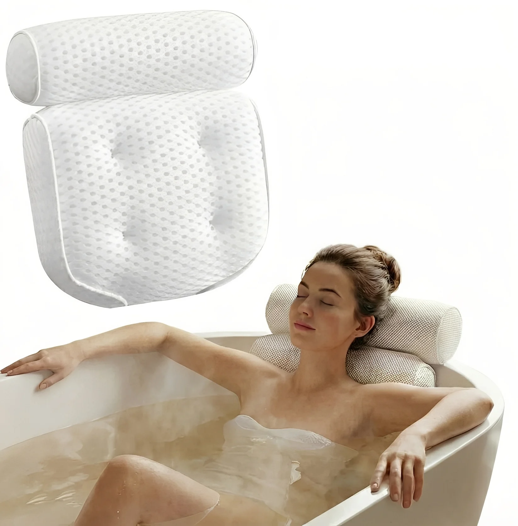 Bathtub Pillow with Suction Cup Base for Neck and Back Support - Image 4