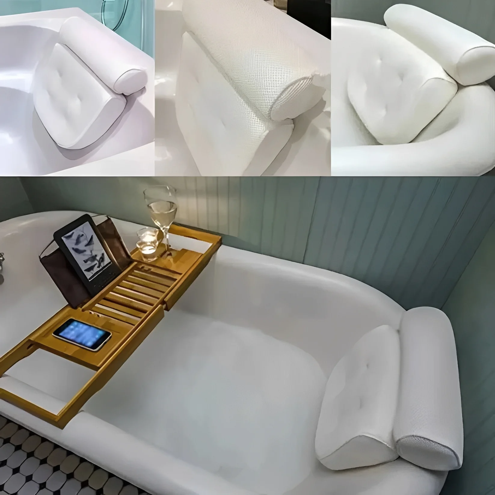 Bathtub Pillow with Suction Cup Base for Neck and Back Support - Image 8