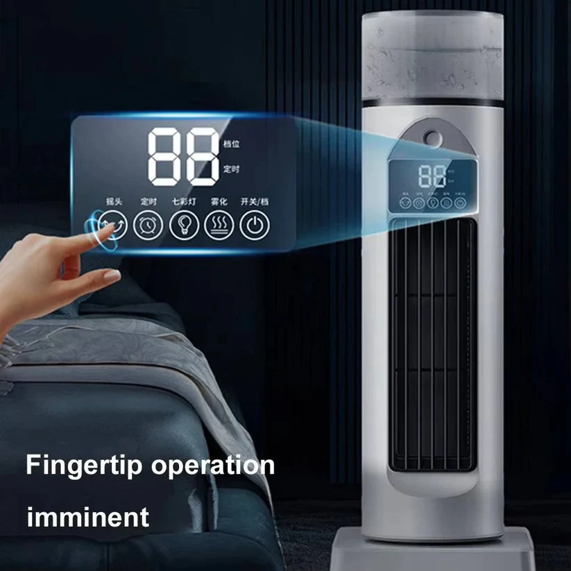 Bladeless Portable Air Cooler Tower Fan with Water Tank and Smart Remote, 6 Speed Settings - Image 3