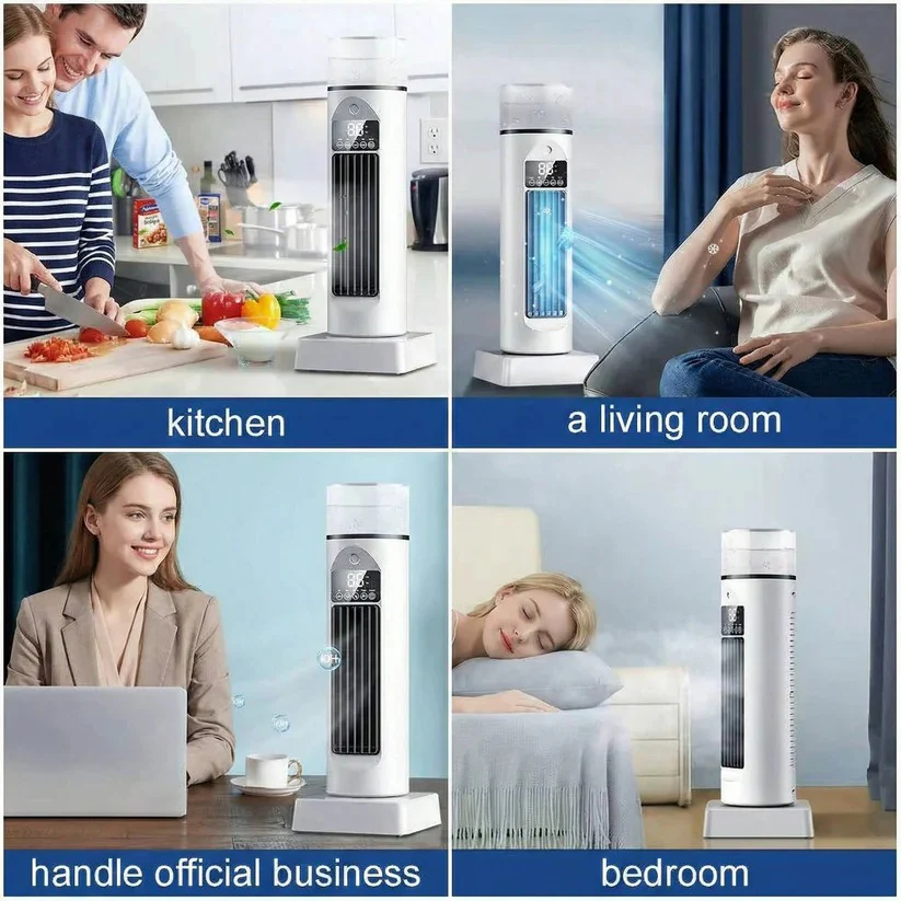 Bladeless Portable Air Cooler Tower Fan with Water Tank and Smart Remote, 6 Speed Settings - Image 9
