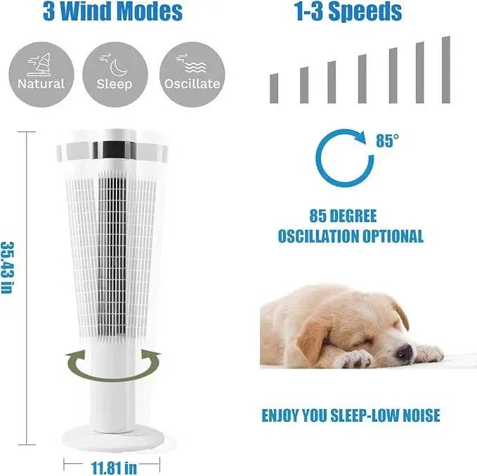 Bladeless Standing Air Cooler with Low Noise Operation and 3 Speed Modes for Indoor Use - Image 5
