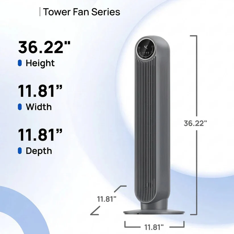 Bladeless Tower Fan Air Cooler with 8 Speed Settings and 4 Modes, for Home and Office - Image 6