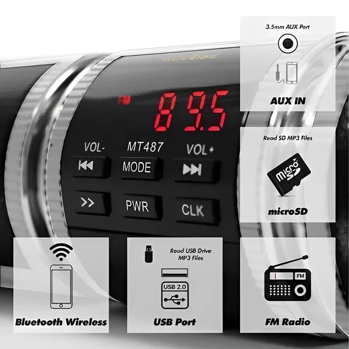 Bluetooth Motorcycle Sound System with FM Radio and USB Input - Image 2