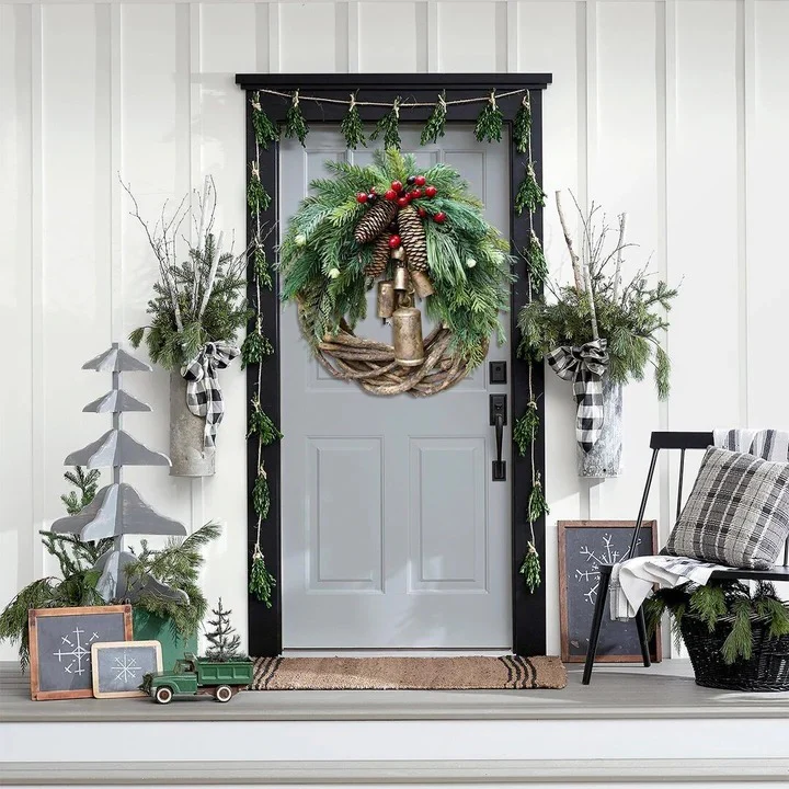 Bohemian Style Christmas Wreath with Handmade Vine and Dried Floral Décor - Image 3