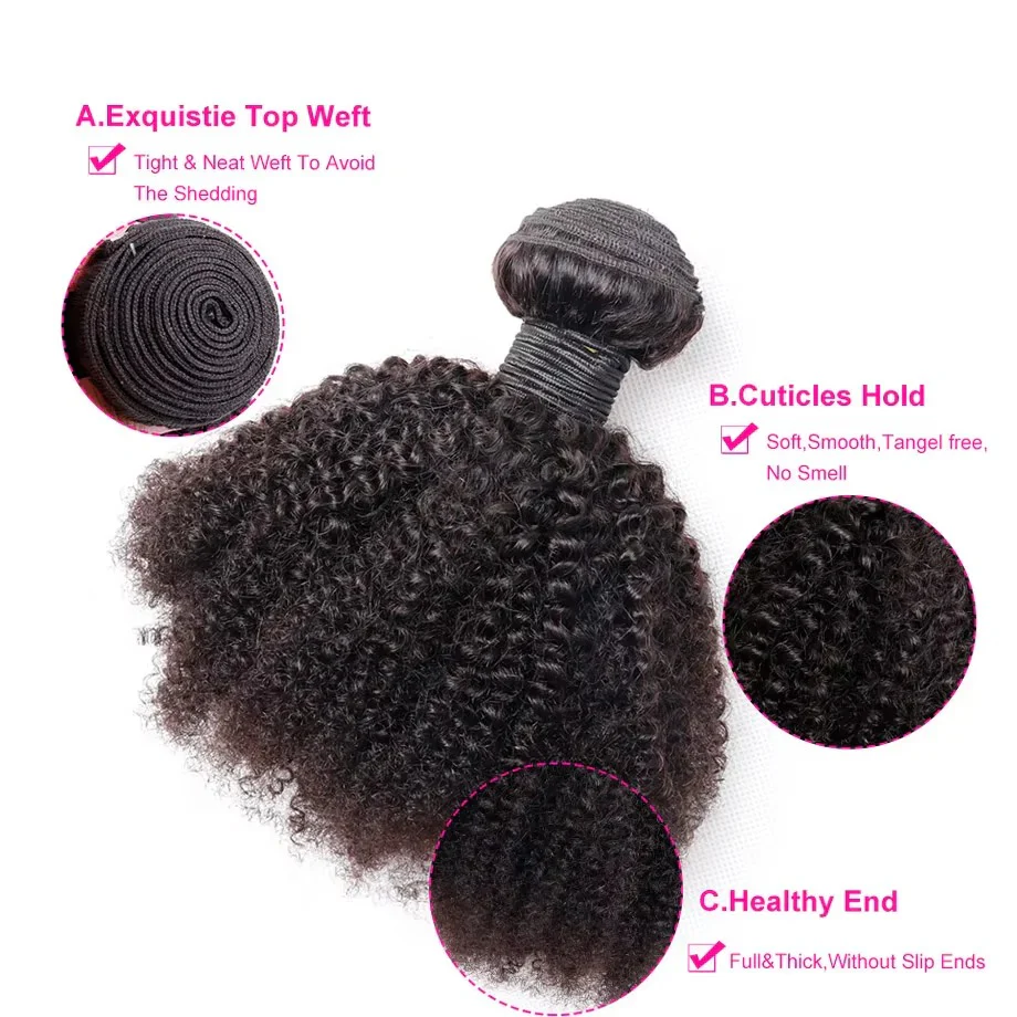 Brazilian Virgin Human Hair Bundles of Afro Kinky Curly Style - Image 5