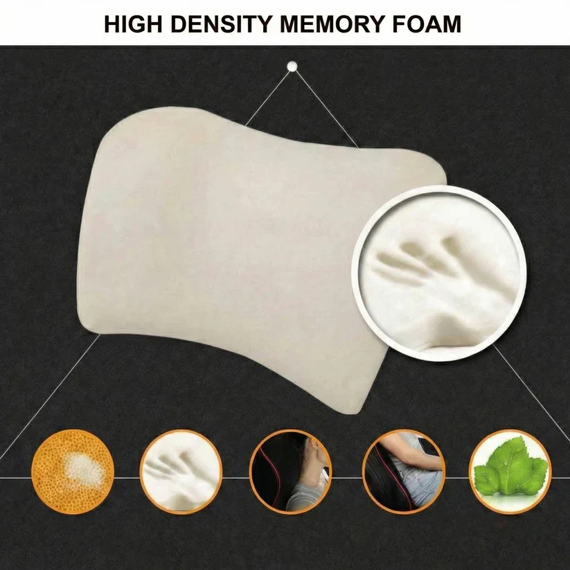Car Seat Lumbar and Neck Support Cushion with Memory Foam and Washable Cover - Image 2