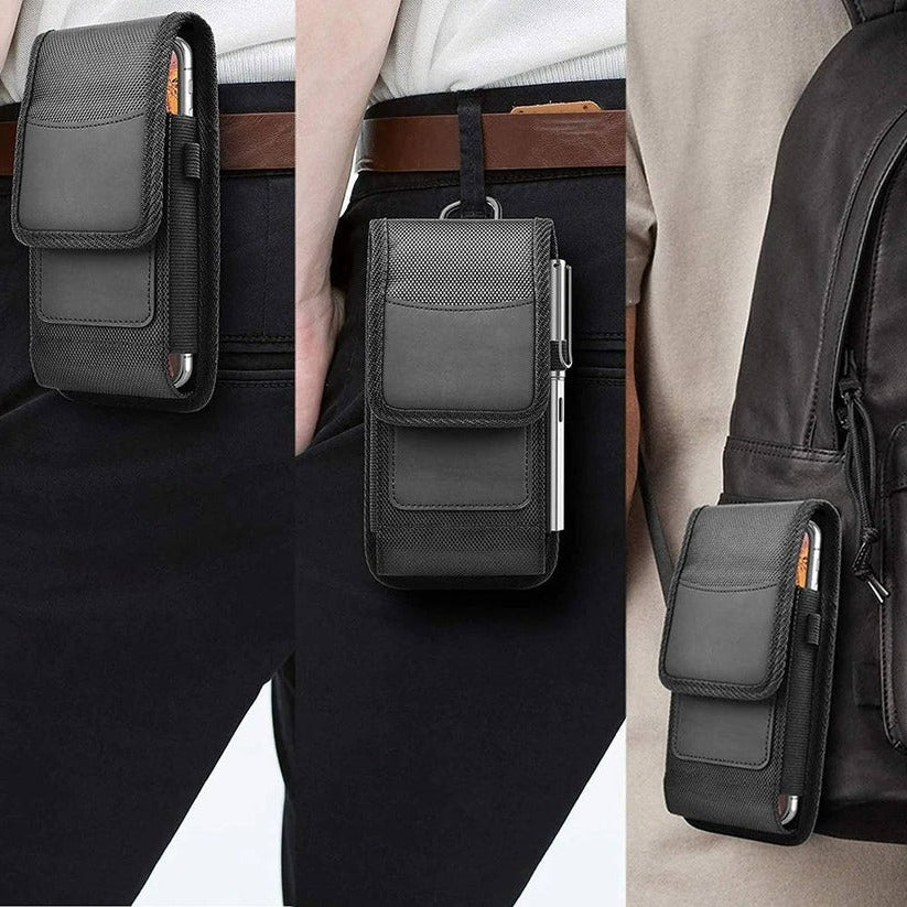 Cell Phone Belt Clip Case with Pouch and Flap Closure - Image 3