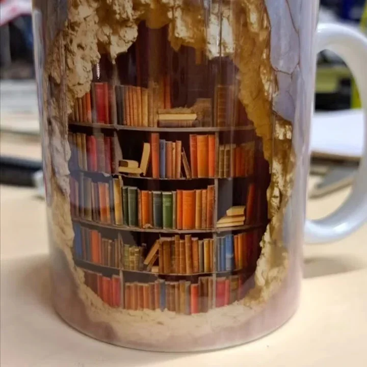 3D Bookshelf Design Ceramic Mug - Image 6