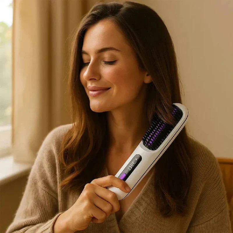 Ceramic Electric Hair Straightening Brush with Anti-Frizz Technology for Fast Gentle Styling - Image 2