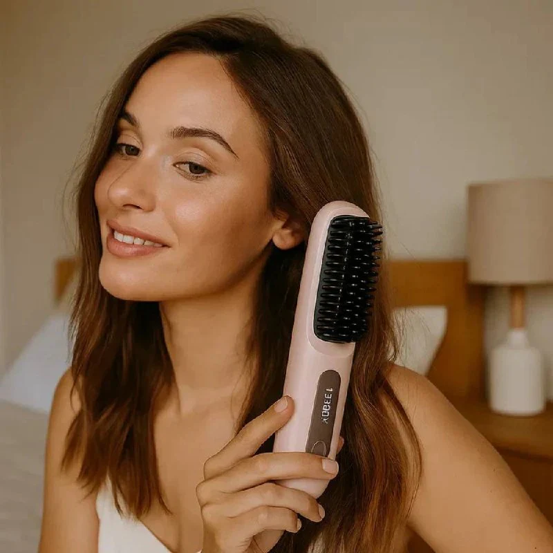 Ceramic Electric Hair Straightening Brush with Anti-Frizz Technology for Fast Gentle Styling - Image 6