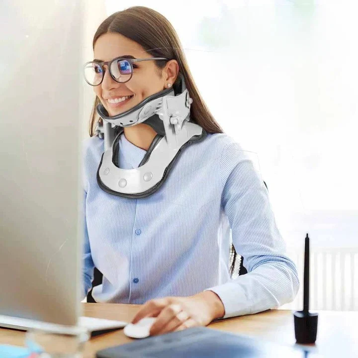 Cervical Neck Traction Device with Adjustable Height and Heat Settings
