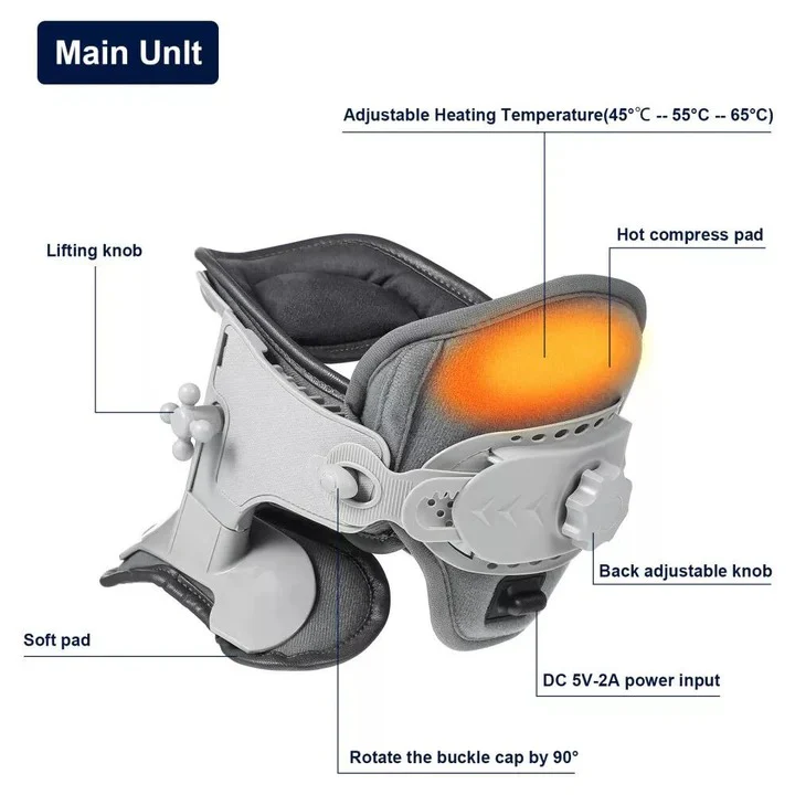 Cervical Neck Traction Device with Adjustable Height and Heat Settings - Image 4