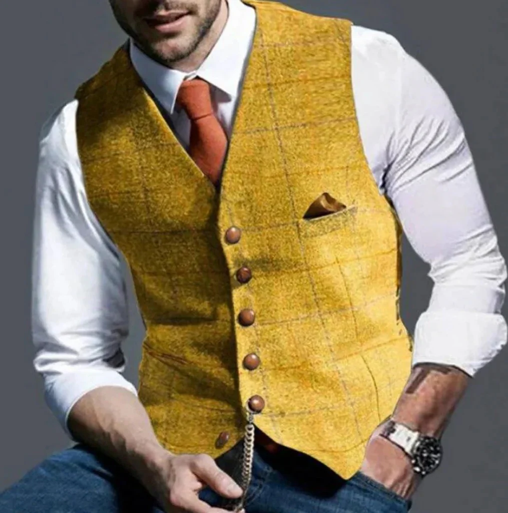 Classic Slim Fit Mens Suit Vest with Six Button Closure - Image 3