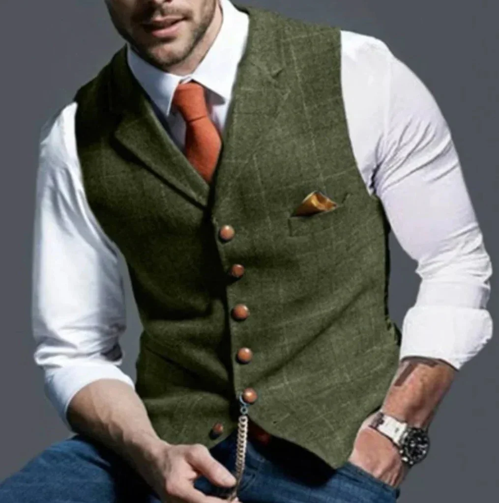 Classic Slim Fit Mens Suit Vest with Six Button Closure - Image 4