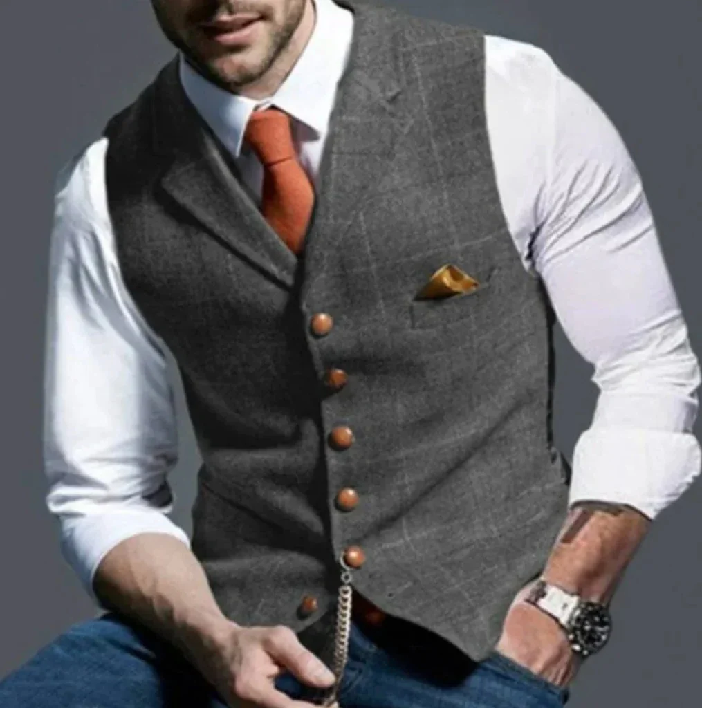 Classic Slim Fit Mens Suit Vest with Six Button Closure - Image 5
