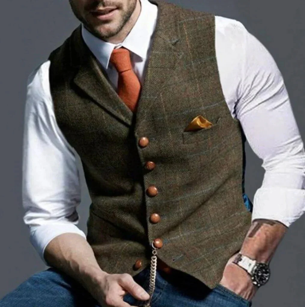 Classic Slim Fit Mens Suit Vest with Six Button Closure - Image 6