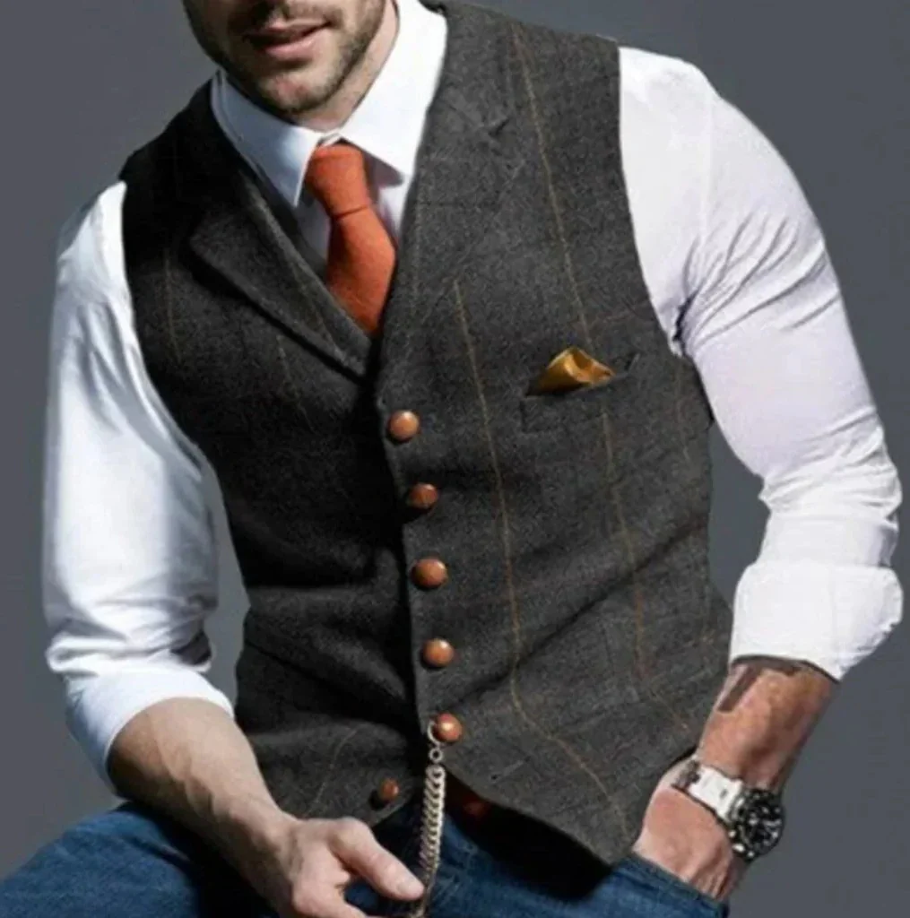Classic Slim Fit Mens Suit Vest with Six Button Closure - Image 7