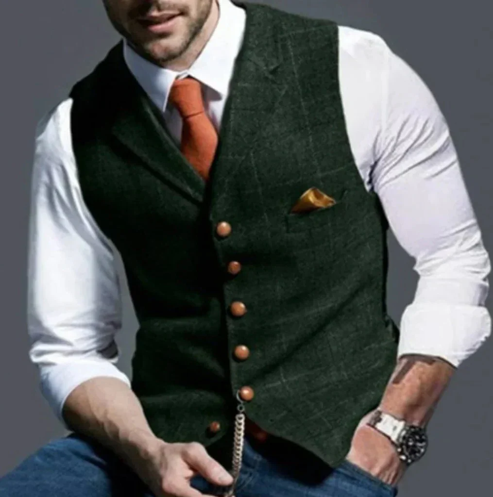 Classic Slim Fit Mens Suit Vest with Six Button Closure - Image 8