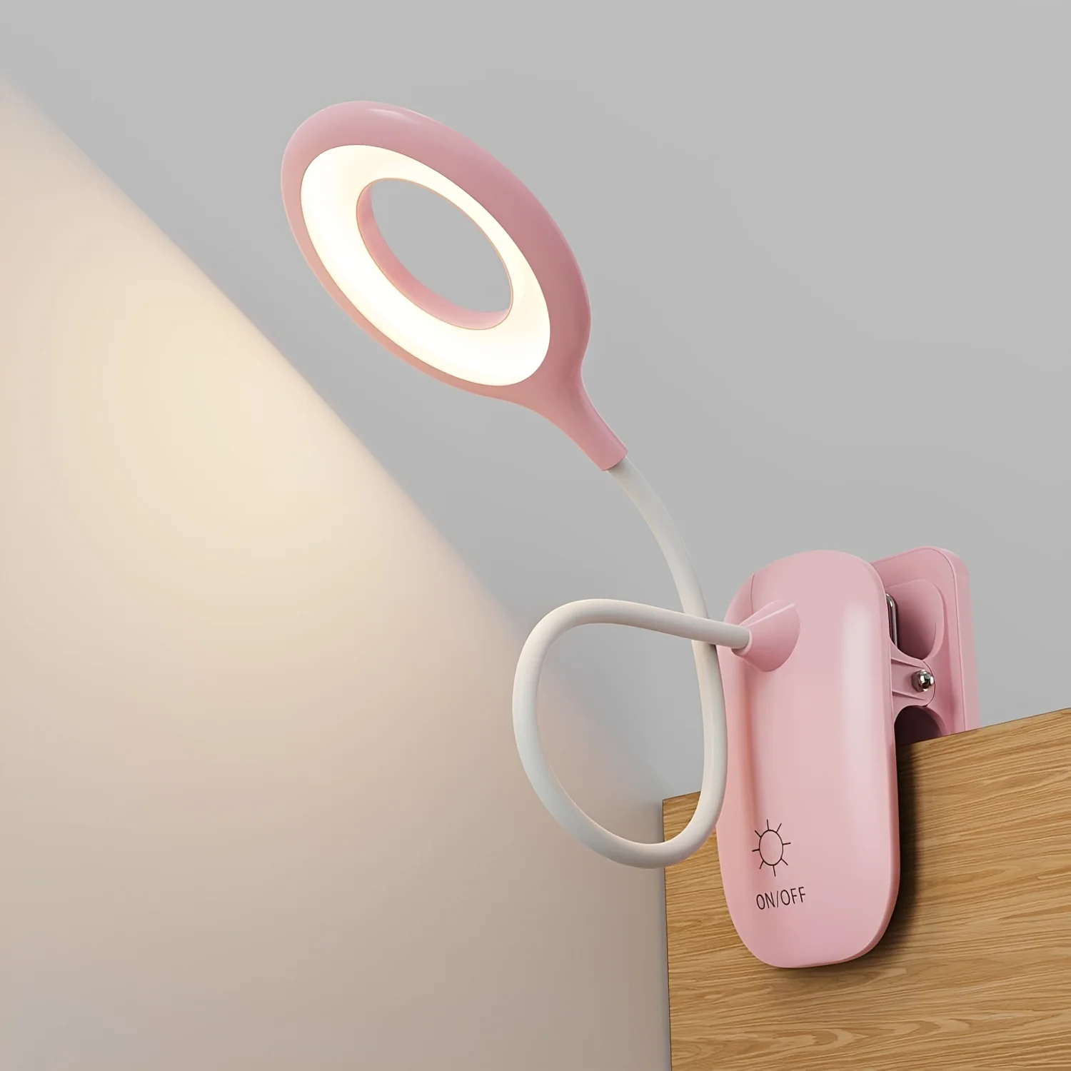 Clip-On Gooseneck LED Reading Light with Dimmable USB Rechargeable Design for Desk Use - Image 2