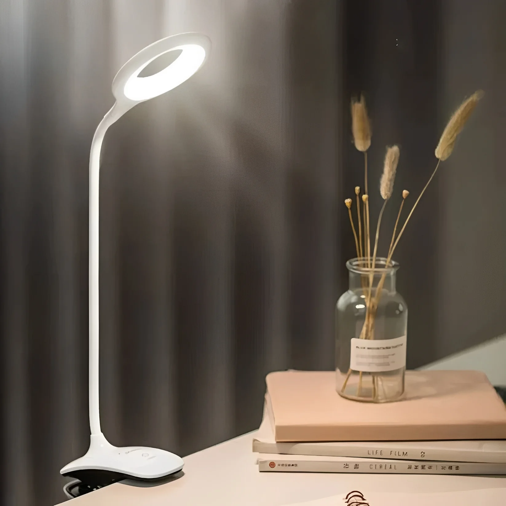 Clip-On Gooseneck LED Reading Light with Dimmable USB Rechargeable Design for Desk Use - Image 7