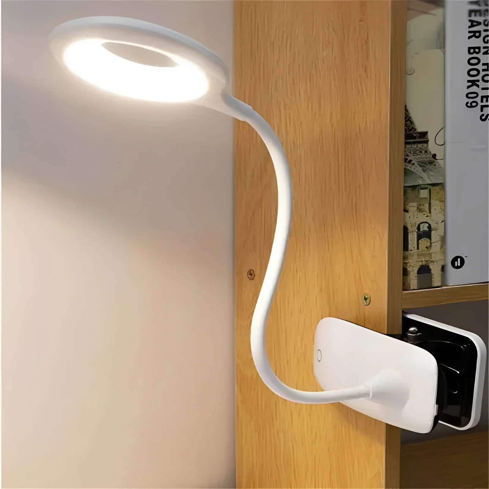Clip-On Gooseneck LED Reading Light with Dimmable USB Rechargeable Design for Desk Use - Image 8