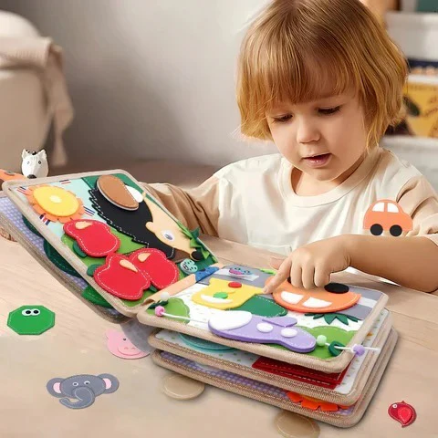 Kid's Portable Activity Book with Textures and Fasteners - Image 3