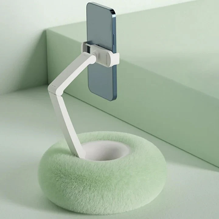 Fuzzy Phone Holder Pillow with Integrated Snack Bowl - Image 4