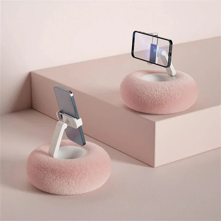 Fuzzy Phone Holder Pillow with Integrated Snack Bowl - Image 6