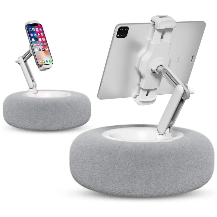 Fuzzy Phone Holder Pillow with Integrated Snack Bowl - Image 9