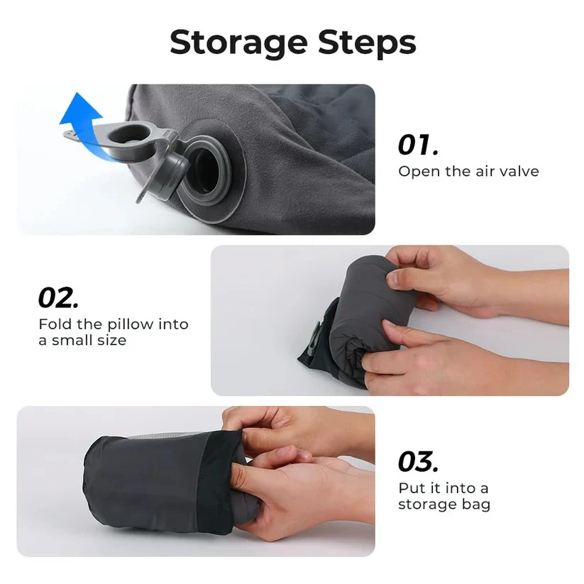 Portable Inflatable Camp Pillow with Dual Valve and Washable Cover - Image 5
