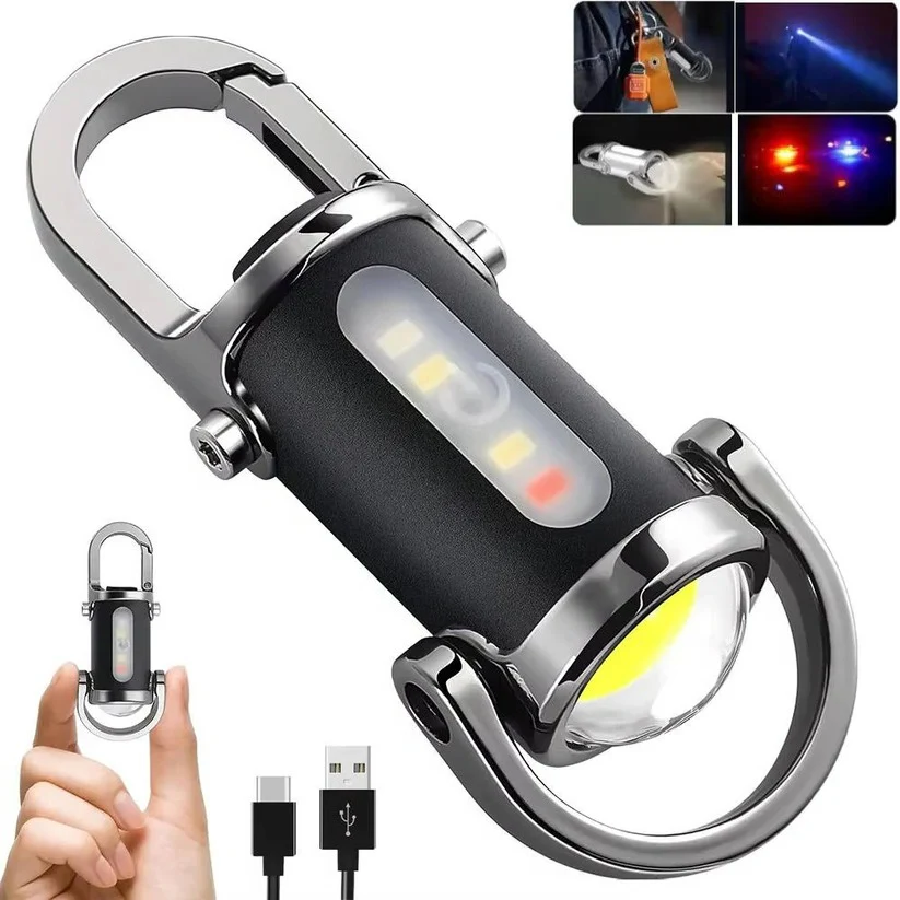 Rechargeable Keychain Flashlight with 6 Light Modes and COB Work Light - Image 2