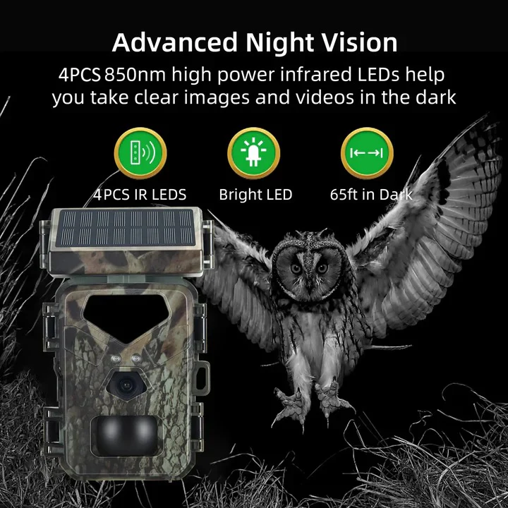 Trail Camera with Solar Charging, 20MP Photos and IR Night Mode - Image 2