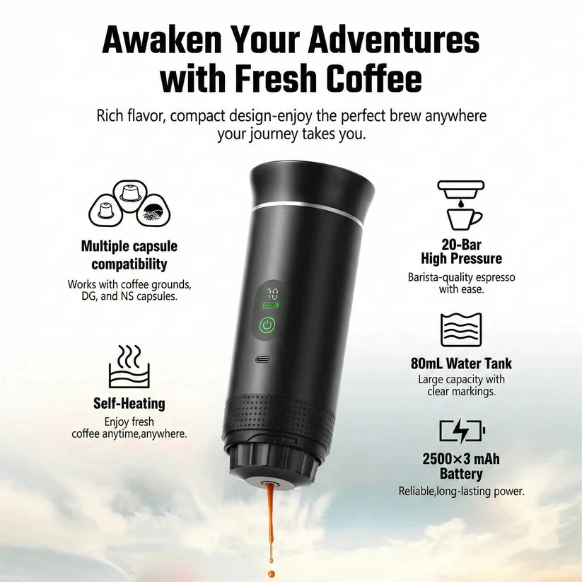 Portable 20 Bar Espresso Machine with Capsule and Ground Coffee Support - Image 4