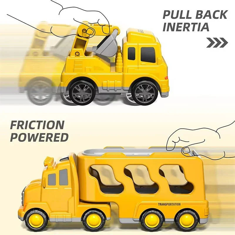 Construction Truck Toy Set with Carrier and Ramp, 5 Piece - Image 5