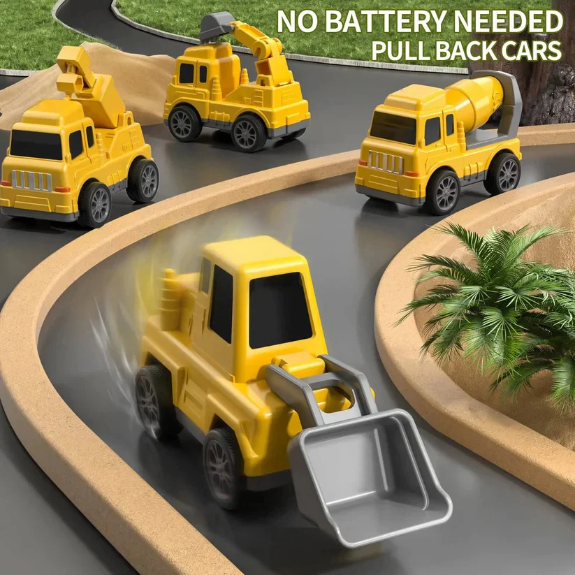 Construction Truck Toy Set with Carrier and Ramp, 5 Piece - Image 6