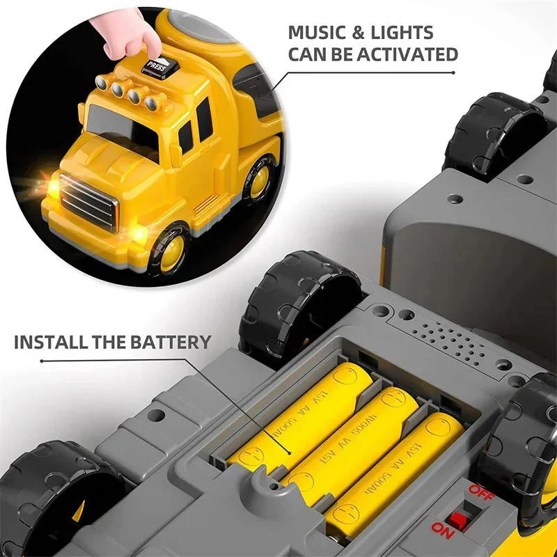 Construction Truck Toy Set with Carrier and Ramp, 5 Piece - Image 7