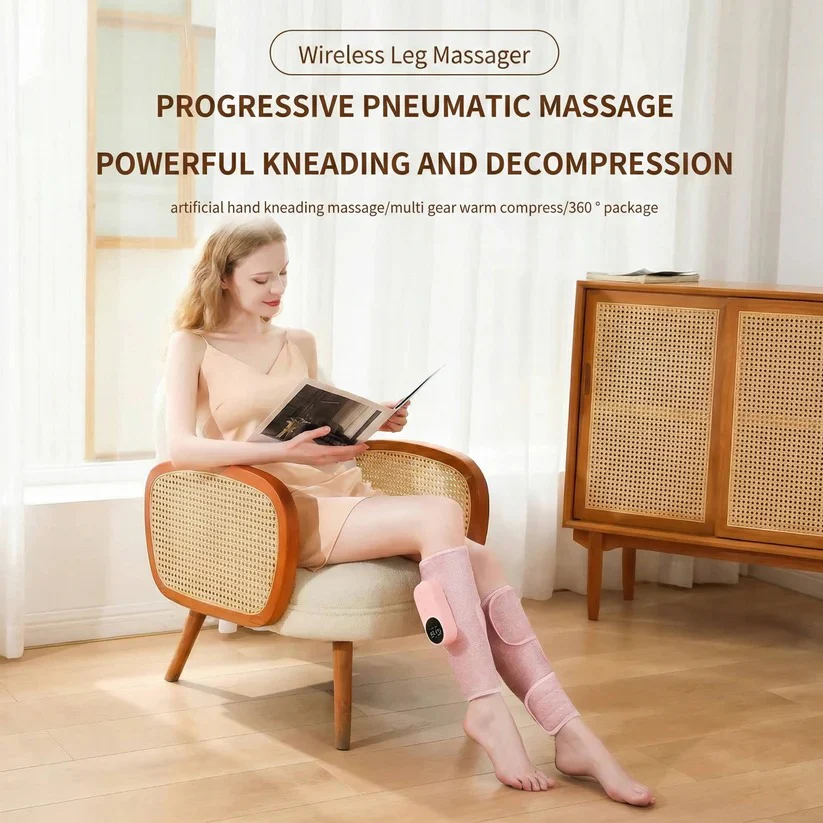 Cordless Air Compression Leg Massager with Heat and Remote - Image 5