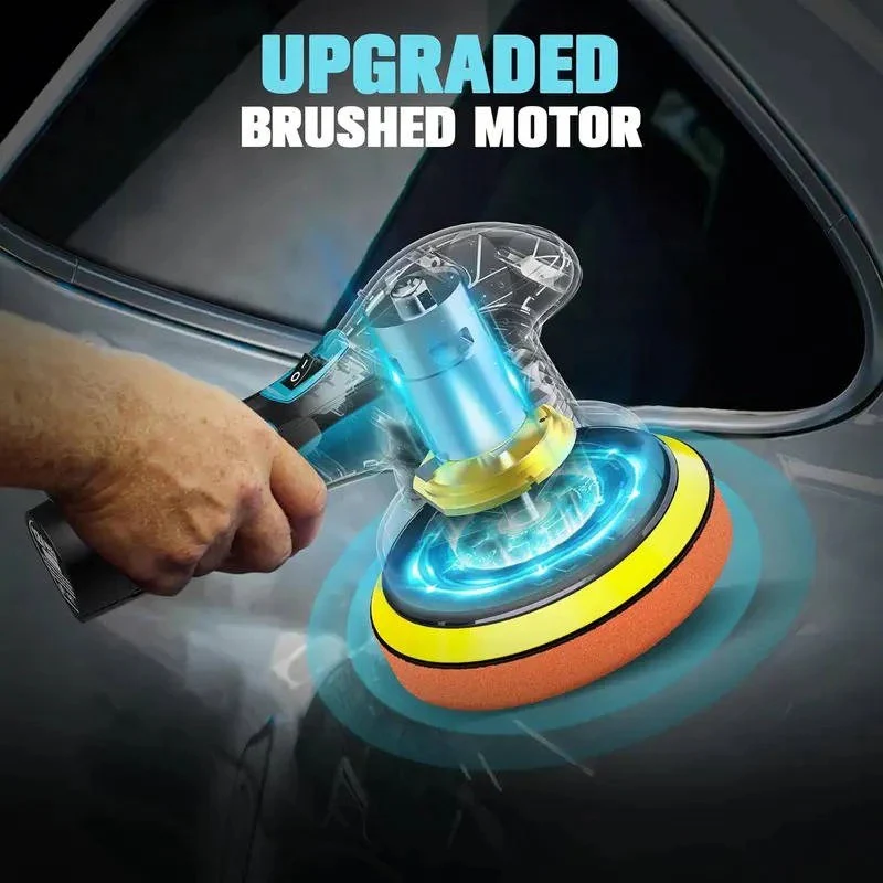 Cordless Dual Action Car Polisher with 6 Variable Speeds and 9mm Orbit, 6 Inch Pad - Image 4